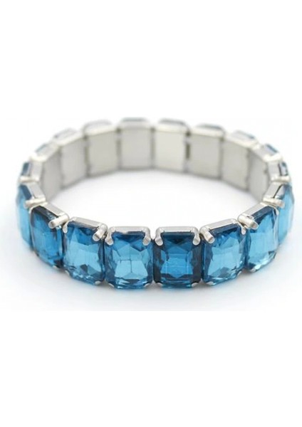 Lastikli Taşlı Bilezik - Mavi