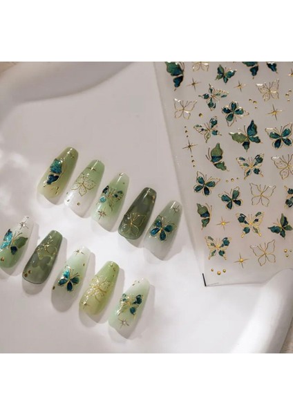 5d Kabartmalı Parlak Jel Kelebek Tırnak Süsleme Stickerı Nail Art fırsatları