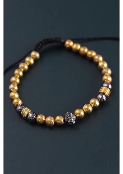 Bfs Doğal Taş Çember Model Gold ve Füme Renk Asansörlü Erkek Bileklik fiyatları