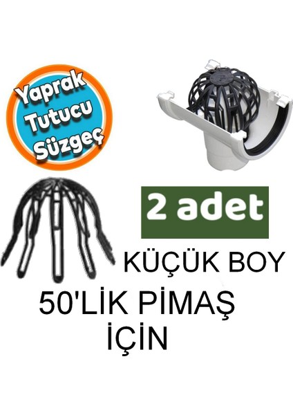 Yaprak Tutucu Küçük Boy Oluk Gideri Pislik Tutucu Ahtapot Yaprak Tutucu Q50'LİK Pimaş Boru Süzgeç 2 Adet