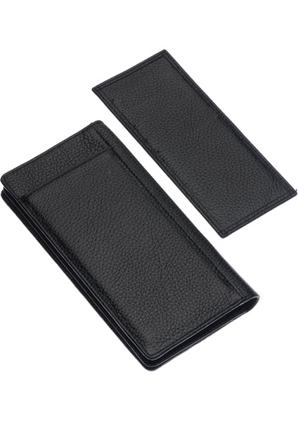 Hakiki Deri Bol Kart Bölmeli Unisex Uzun Cüzdan - Siyah fırsatları
