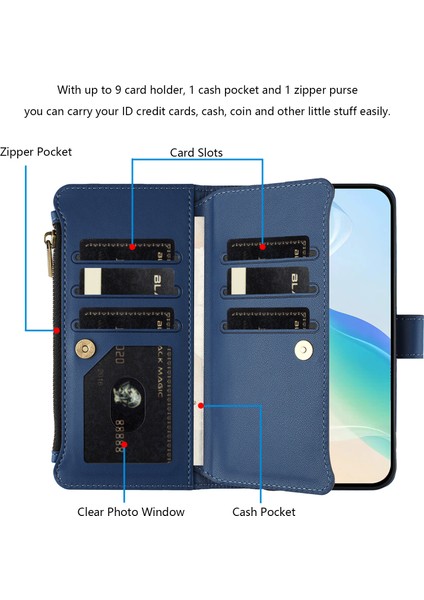 Xiaomi Poco M4 Pro 5g Için Eabhulie Kılıfı, Kart Tutuculu Fermuarlı Cüzdanlı Deri Kapaklı Kılıf-Mavi (Yurt Dışından) fiyatları