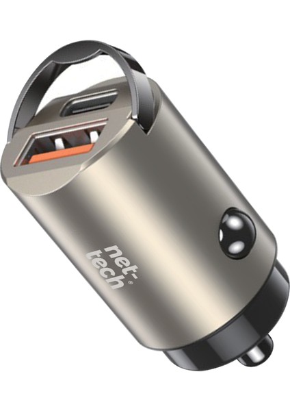Araba Araç Telefon 2li Hızlı Metal Şarj Aleti Şarj Soketi Girişli Type-C + USB 2 Girişli 30W Güvenli