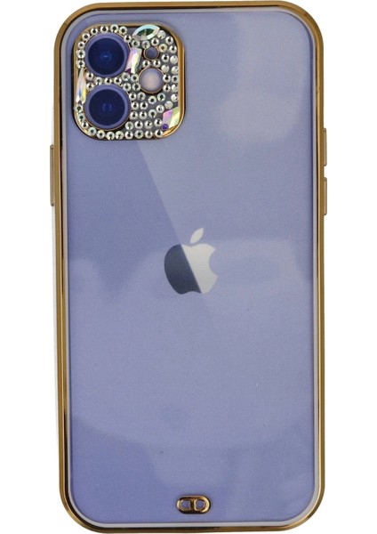 Bfs iPhone 12 Kılıf Liva Taşlı Silikon - Mor