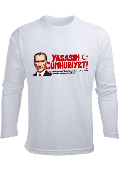 Uzun Kollu Yaşasın Cumhuriyet Baskılı Pamuklu Çocuk T-Shirt