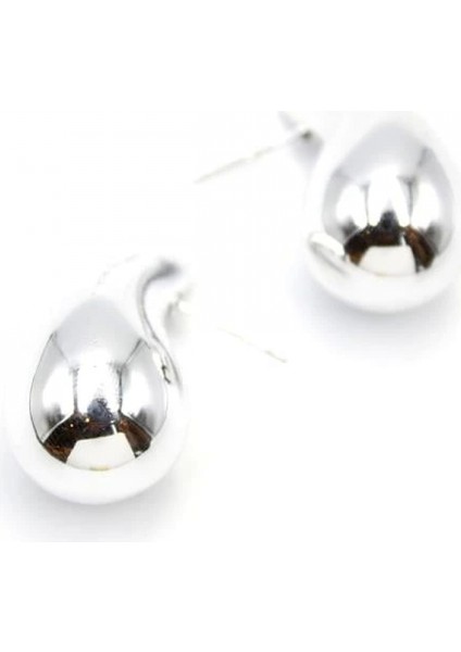 Orta Boy Damla Küpe - Gümüş