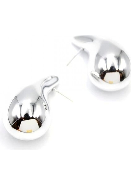 Büyük Boy Damla Küpe - Gümüş