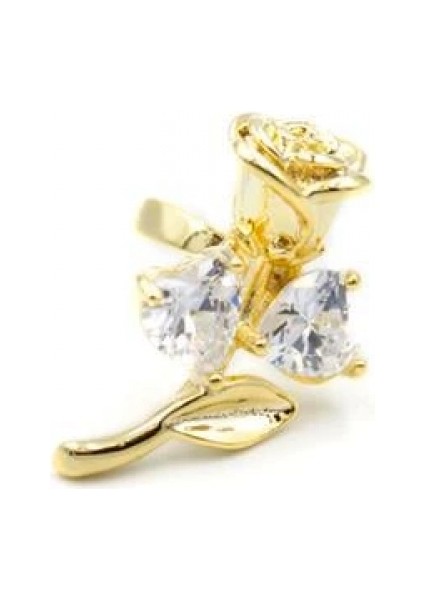 Taşlı Gül Kıkırdak Küpe - Altın