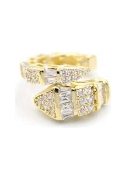 Taşlı Sarmal Kıkırdak Küpe - Altın