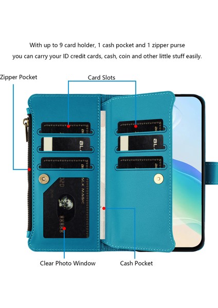 Xiaomi Poco M4 Pro 4g Için Eabhulie Kılıfı, Kart Tutuculu Fermuarlı Cüzdanlı Deri Kapaklı Kılıf-Göl Mavi (Yurt Dışından) fiyatları