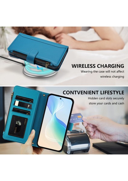 Xiaomi Poco M4 Pro 4g Için Eabhulie Kılıfı, Kart Tutuculu Fermuarlı Cüzdanlı Deri Kapaklı Kılıf-Göl Mavi (Yurt Dışından) indirimleri
