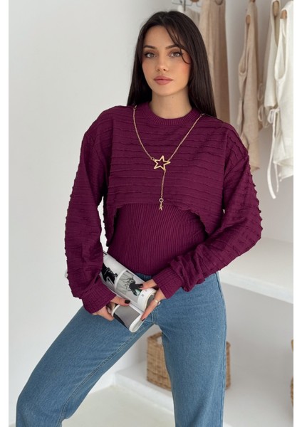Kadın Dokulu Atlet & Kolye & Sweatshirt Takım – Sıcak & Şehirli Stil indirimleri