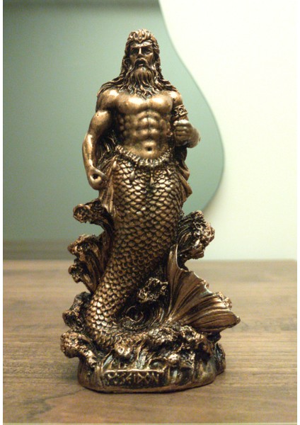 Denizlerin Tanrısı Poseidon Biblo Mitolojik Heykel 16 cm Ev Dekor Hediyelik Eşya