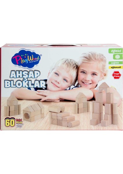 Nessiworld Playwood Kutuda Ahşap Renkli Bloklar 60 Parça