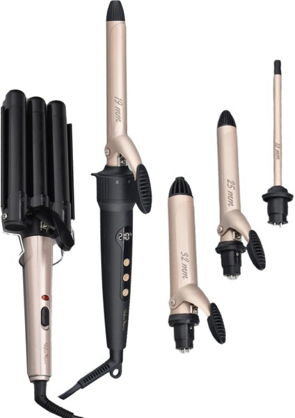 6 Parça Saç Maşası Seti (10MM-32MM) + Hediye Wag Maşa, Siyah