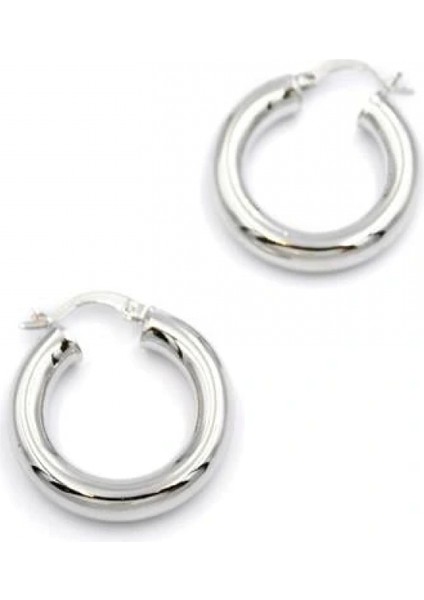 Orta Boy Halka Küpe - Gümüş