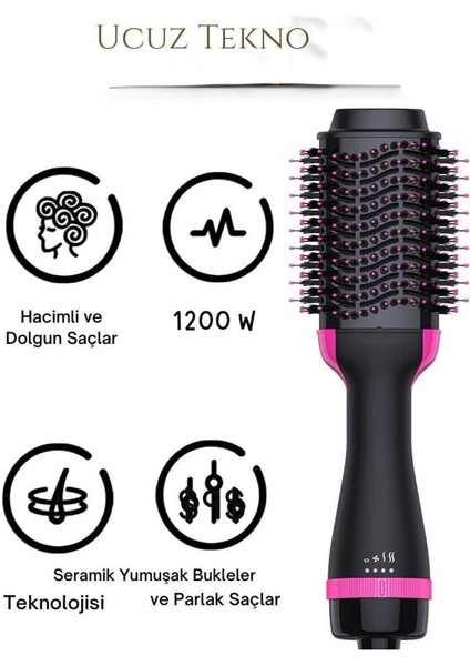 Yüksek Isılı 3 Kademeli Fırçalı Saç Düzleştirici Tarak, Kırmızı Renk