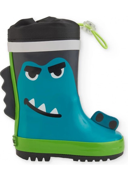Sevimli Canavar Tasarımlı Erkek Çocuk Mavi Yağmur Çizmesi