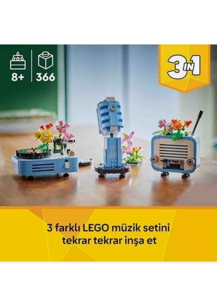 LEGO Creator 3’ü 1 Arada Çiçekli Pikap 31172-8 Yaş ve Üzeri Kız ve Erkek Çocuklar Için Radyo ve Mikrofona Dönüşebilen Yaratıcı Oyuncak Yapım Seti, Müzik Oyuncakları Yaratıcı Hediye Fikri (366 Parça) fiyatları