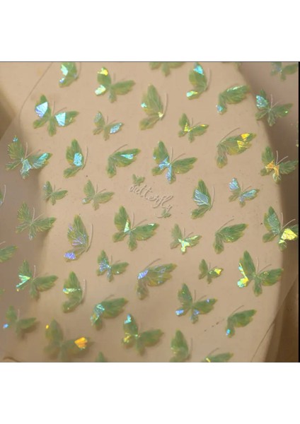 Yeşil Parlak Kelebek Tırnak Süsleme Stickerı Nail Art Süslemeleri fiyatları