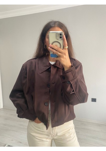 Vatkalı Acı Kahve Bomber Ceket