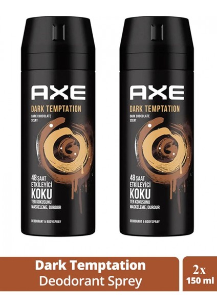 2 Adet Axe Dark Temptatıon Bay Parfüm Kofre 150 ml