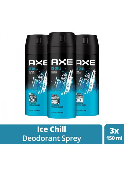 3 Adet Axe Ice Chill Erkek Deodorant Sprey 150 ml