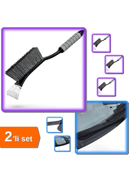 Oto Silecek Buzlanma Koruyucu Kılıf 2li Set + Fırçalı Buz Kazıyıcı Profesyonel Kullanım AB3RZ7