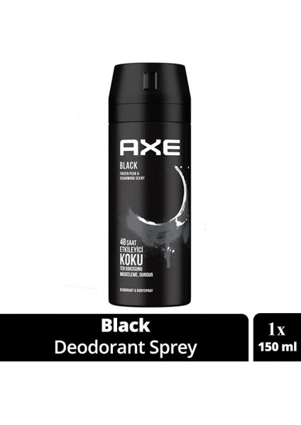 Axe Erkek Deodorant & Bodyspray Black 48 Saat Etkileyici Koku Vücut Spreyi 150 ml