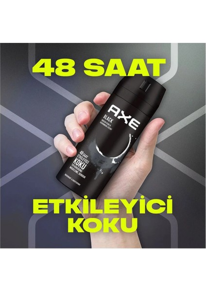 2 Adet Axe Erkek Deodorant & Bodyspray Black 48 Saat Etkileyici Koku Vücut Spreyi 150 ml fırsatları