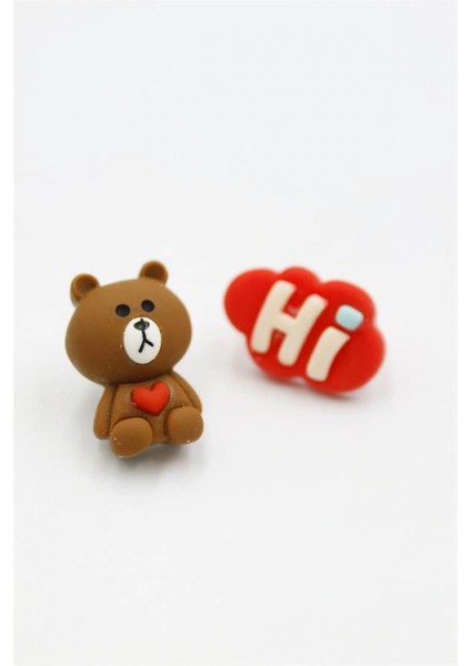 Ayıcık Hamur Küpe - Çok Renkli fiyatları