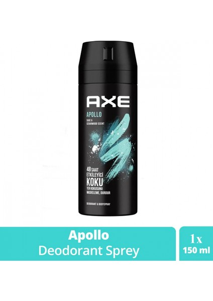 Axe Erkek Sprey Deodorant Apollo 48 Saat Etkileyici Koku Vücut Spreyi 150 ml