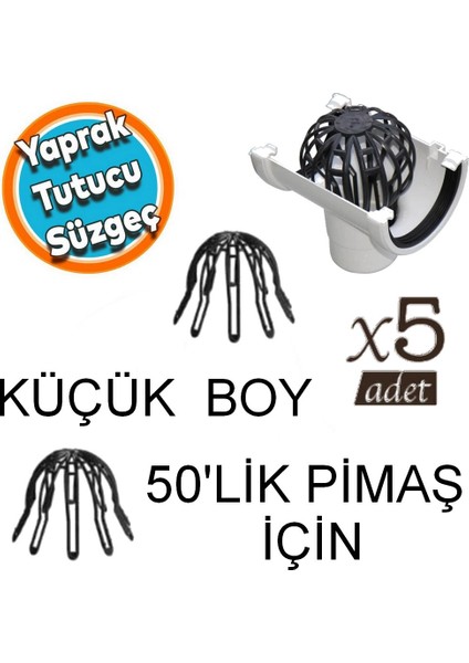 Yaprak Tutucu Küçük Boy Ahtapot Oluk Gideri Pislik Tutucu Ahtapot Yaprak Tutucu Ø50 Lik Pimaş Için 5 Adet
