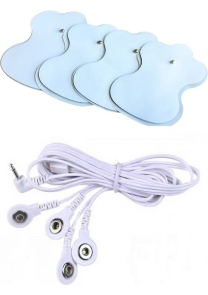 4 Adet Çıtçıtlı Tens Pedi ve 4 Uçlu Çıtçıtlı Tens Kablosu Seti