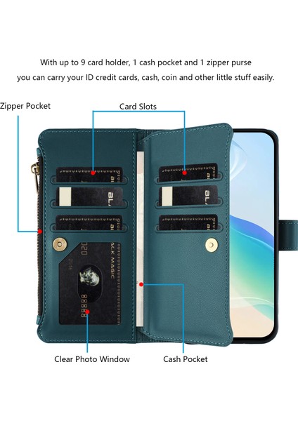 Xiaomi Poco M4 Pro 5g Için Eabhulie Kılıfı, Kart Tutuculu Fermuarlı Cüzdanlı Deri Kapaklı Kılıf-Yeşil (Yurt Dışından) fiyatları