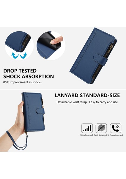 Tecno Spark 30 5g Için Eabhulie Kılıfı, Kart Tutuculu Fermuarlı Cüzdanlı Deri Kapaklı Kılıf-Mavi (Yurt Dışından) fırsatları