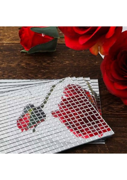 Kare Silver Cam Mozaik Fayans Çıkartmaları El Işi Kare Cam Fayans Kendinden Yapışkanlı Aynalı Dekor Panel 30X30 cm (4741) indirimleri