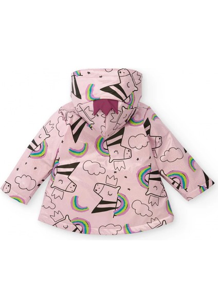 Kız Çocuk Unicorn Desenli Su Geçirmez Pembe Yağmurluk modelleri