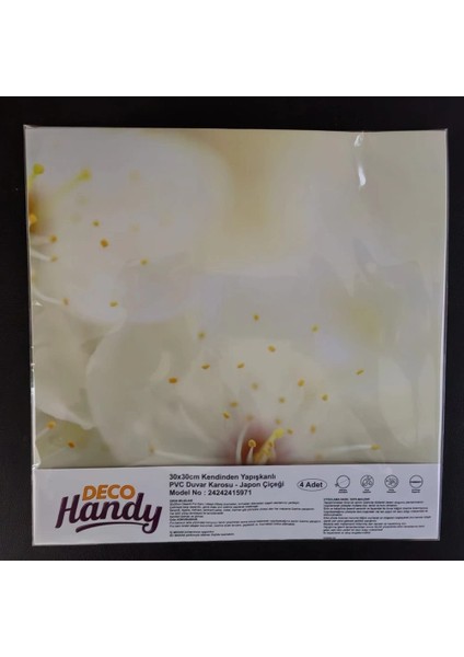 Decohandy 30X30 cm Pvc Duvar Karosu 4'lü Paket - Japon Çiçeği fiyatları