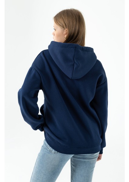Kadın Kapüşonlu Fermuarlı Çift Cepli 3ip Sweatshirt Lacivert - 264402 indirimleri