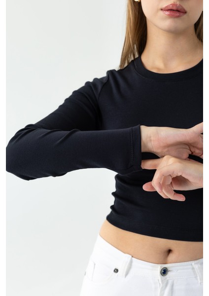 Kadın Bisiklet Yaka Pamuklu Basic Body Siyah - MW0000832 indirimleri