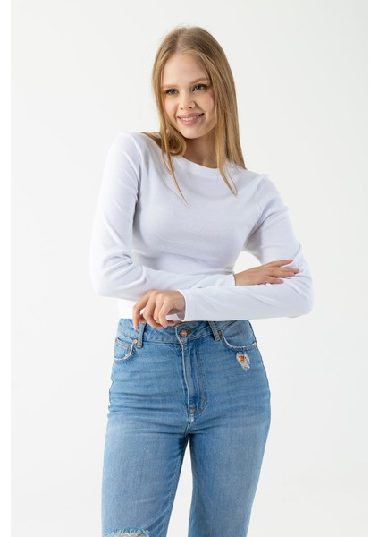 Kadın Bisiklet Yaka Pamuklu Basic Body Beyaz - MW0000832 fırsatları