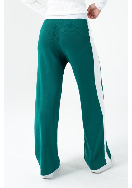Kadın Beli Lastikli Bol Paça Triko Pantolon Yeşil - 25K 2393 fırsatları