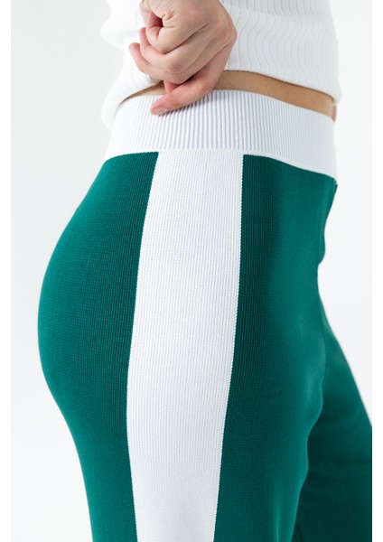 Kadın Beli Lastikli Bol Paça Triko Pantolon Yeşil - 25K 2393 indirimleri