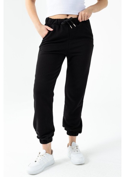 Kadın Beli Ayarlanabilir Paçası Lastikli 3ip Eşofman Alt Siyah - MW0000186 fiyatları