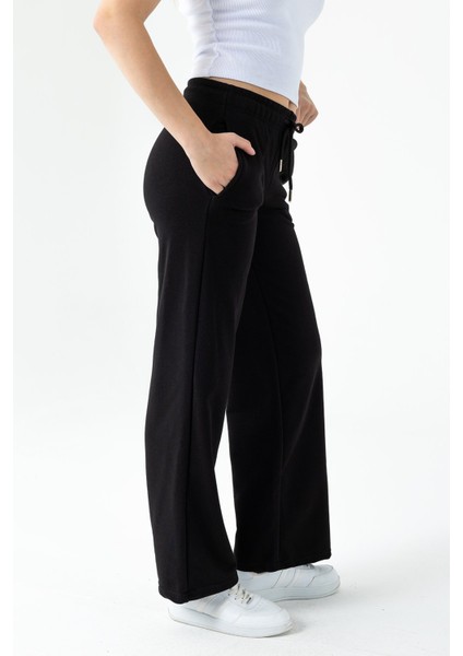 Kadın Beli Ayarlanabilir Bol Paça Çift Cepli Eşofman Altı Siyah - MW0000199 fırsatları