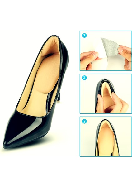 - 1 Çift Siyah+ 1 Çift Krem, Stiletto, Kösele Ayakkabı Tabanını Destekleyen, Yumuşak, Kendinden Yapışkanlı, Topuk Vurma Önleyici, Ayrıca 2-3 mm Ayakkabı Boşluğu Alan Ped indirimleri