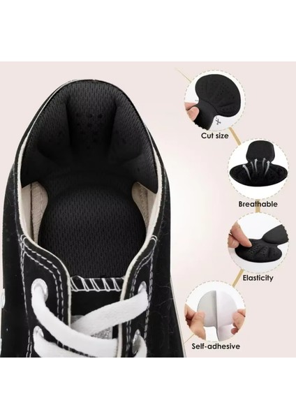 - 1 Çift Siyah+ 1 Çift Krem, Stiletto, Kösele Ayakkabı Tabanını Destekleyen, Yumuşak, Kendinden Yapışkanlı, Topuk Vurma Önleyici, Ayrıca 2-3 mm Ayakkabı Boşluğu Alan Ped
