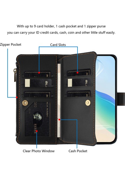 Xiaomi Poco M4 Pro 5g Için Eabhulie Kılıfı, Kart Tutuculu Fermuarlı Cüzdanlı Deri Kapaklı Kılıf-Siyah (Yurt Dışından) fiyatları