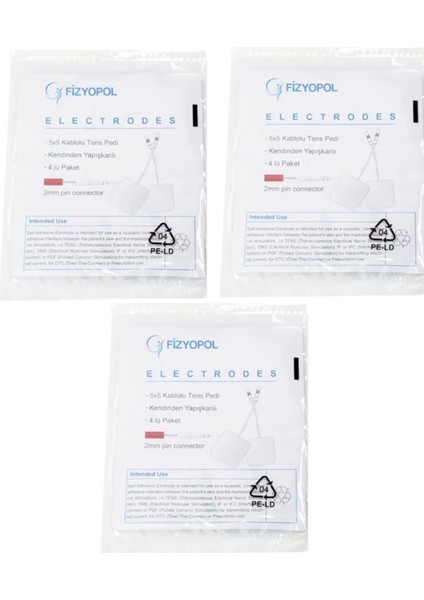Yapışkanlı Elektrod Pedi, 5x5 Cm, 3'lü Paket, Tens Cihazı Uyumlu fiyatları